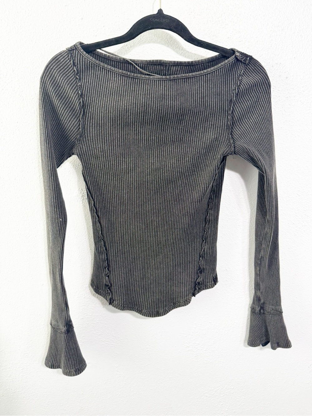 We The Free Ribbed Soul Sister Long-Sleeve Top - Charcoal Gray med